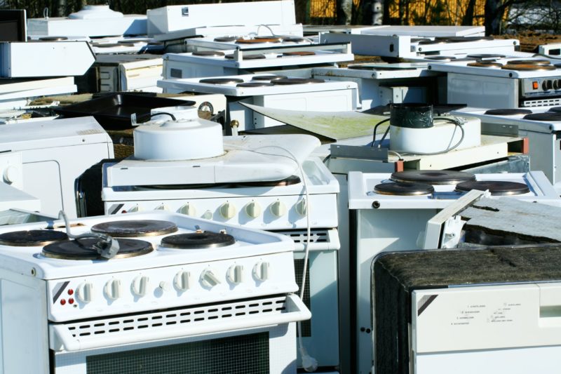 Old appliances in a junk yard